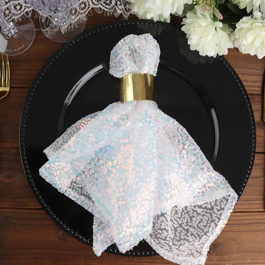 Sequin 20"x20" Napkin Iridescent Blue - Shimmering Dinner Napkin - Bell Racket Store