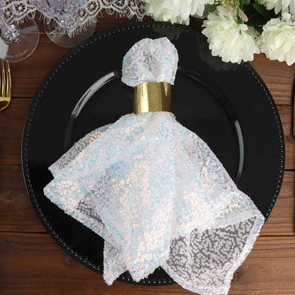 Sequin 20"x20" Napkin Iridescent Blue - Shimmering Dinner Napkin - Bell Racket Store
