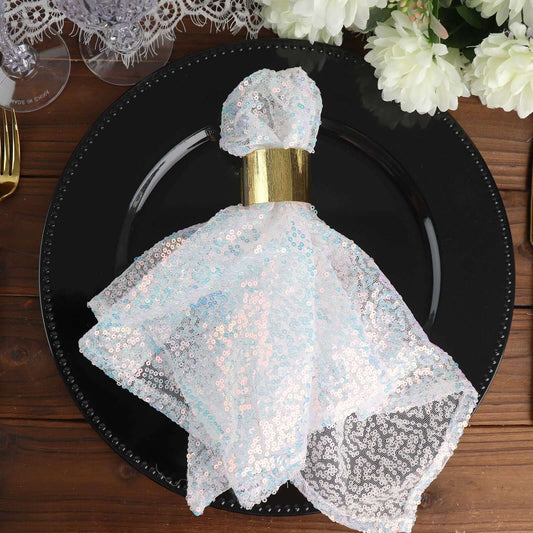 Sequin 20"x20" Napkin Iridescent Blue - Shimmering Dinner Napkin - Bell Racket Store