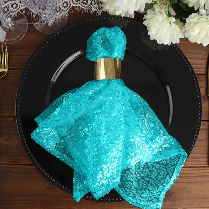 Sequin 20"x20" Napkin Turquoise - Shimmering Dinner Napkin - NestOCart