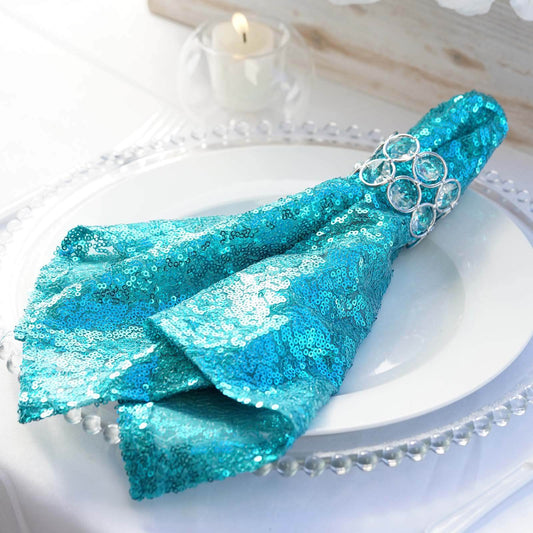 Sequin 20"x20" Napkin Turquoise - Shimmering Dinner Napkin - NestOCart