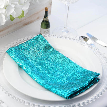 Sequin 20"x20" Napkin Turquoise - Shimmering Dinner Napkin - NestOCart