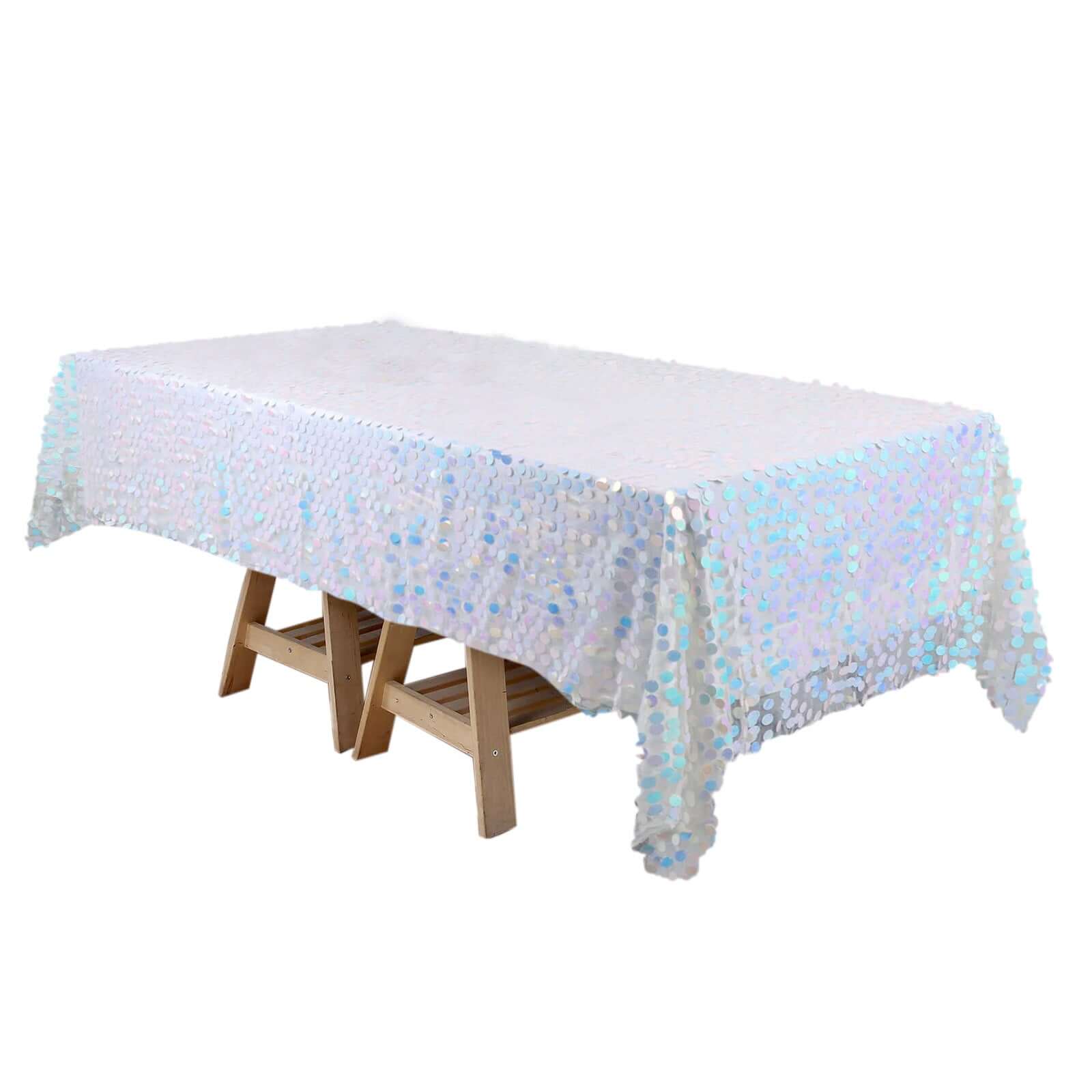 Sequin 60"x102" Rectangle Tablecloth Iridescent Blue - Big Payette Design for Modern Gatherings - Bell Racket Store
