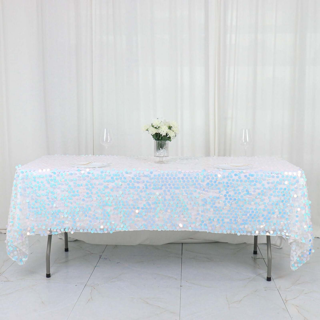 Sequin 60"x102" Rectangle Tablecloth Iridescent Blue - Big Payette Design for Modern Gatherings - Bell Racket Store