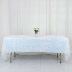 Sequin 60"x102" Rectangle Tablecloth Iridescent Blue - Big Payette Design for Modern Gatherings - Bell Racket Store