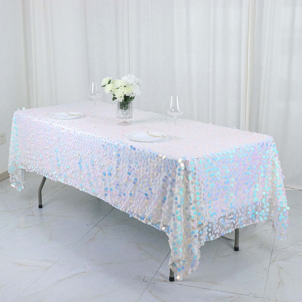 Sequin 60"x102" Rectangle Tablecloth Iridescent Blue - Big Payette Design for Modern Gatherings - Bell Racket Store