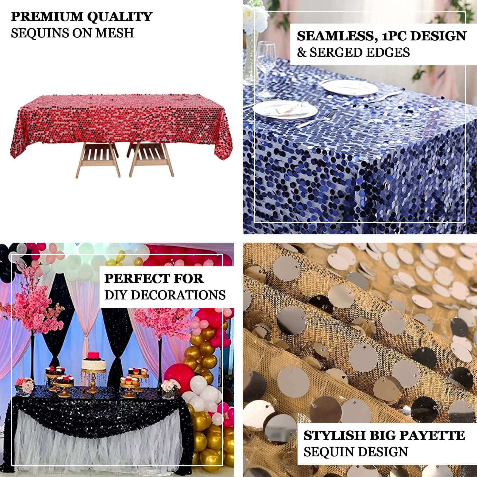 Sequin 60"x102" Rectangle Tablecloth Iridescent Blue - Big Payette Design for Modern Gatherings - Bell Racket Store