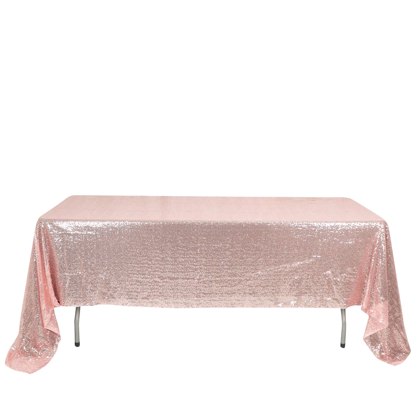 Sequin 60"x126" Rectangle Tablecloth Rose Gold - Glittering Finish Table Cover - NestOCart