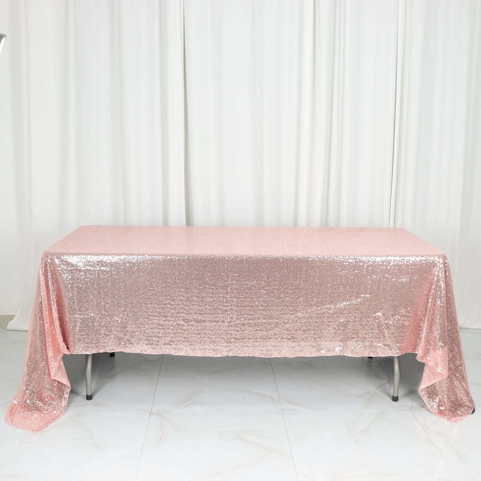 Sequin 60"x126" Rectangle Tablecloth Rose Gold - Glittering Finish Table Cover - NestOCart