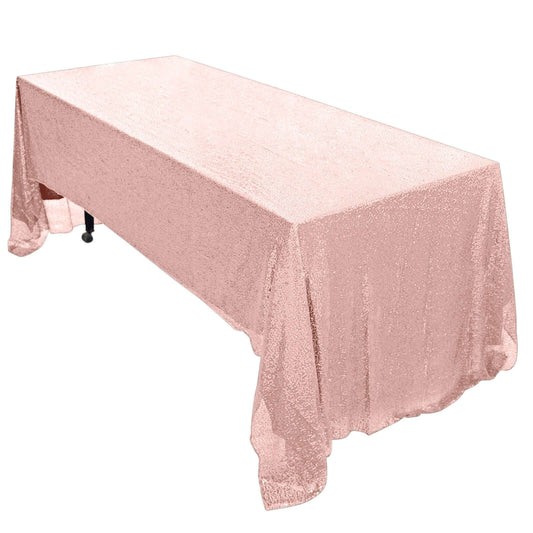 Sequin 60"x126" Rectangle Tablecloth Rose Gold - Glittering Finish Table Cover - NestOCart