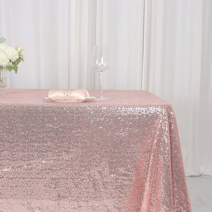 Sequin 60"x126" Rectangle Tablecloth Rose Gold - Glittering Finish Table Cover - NestOCart