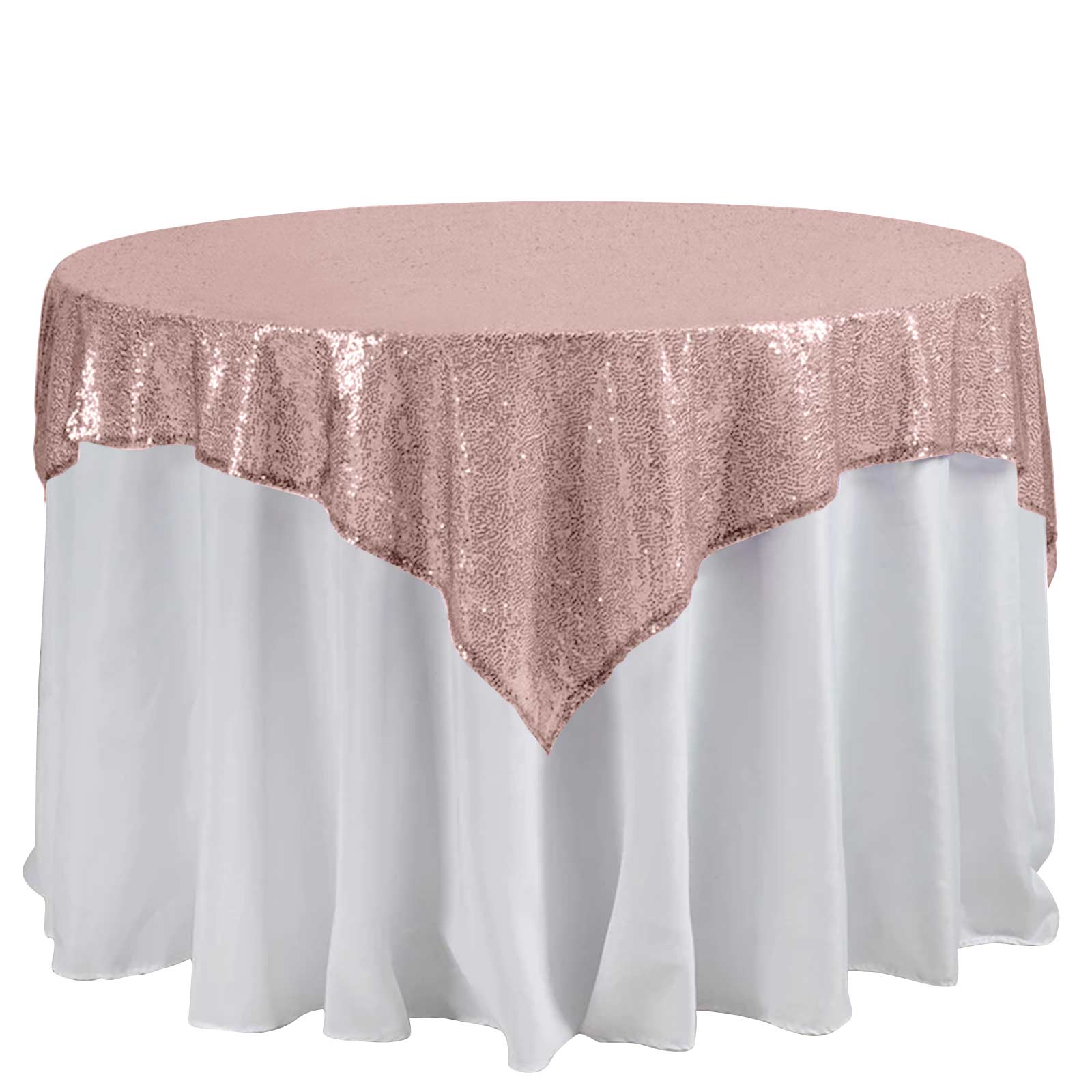 Sequin 60"x60" Table Overlay Square Tablecloth Blush - Luxe Wedding Table Topper