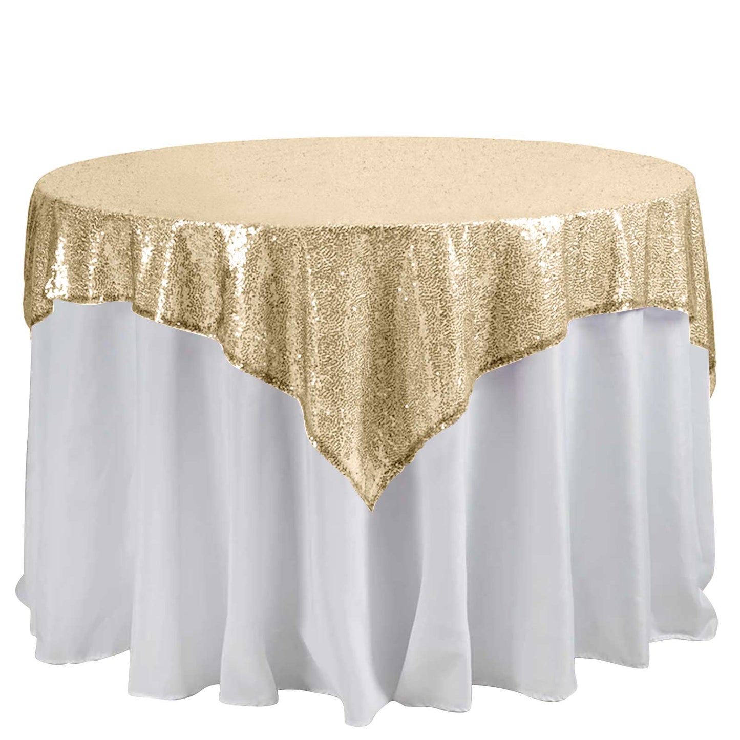Sequin 60"x60" Table Overlay Square Tablecloth Champagne - Luxe Wedding Table Topper - NestOCart