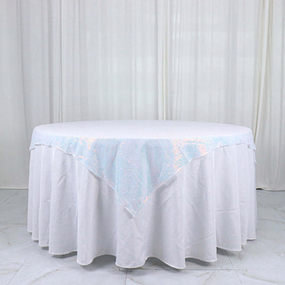 Sequin 60"x60" Table Overlay Square Tablecloth Iridescent Blue - Luxe Wedding Table Topper - Bell Racket Store