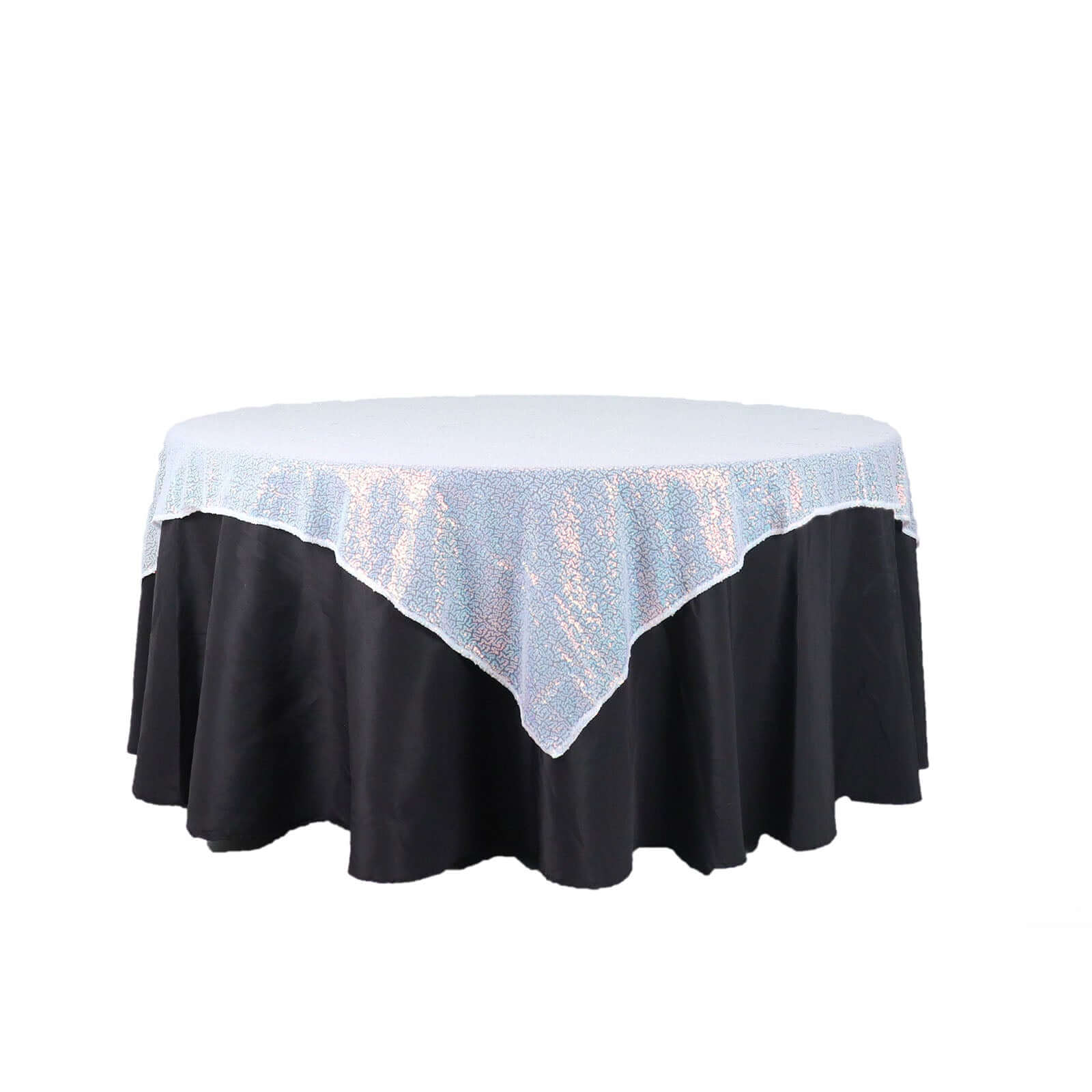 Sequin 60"x60" Table Overlay Square Tablecloth Iridescent Blue - Luxe Wedding Table Topper - Bell Racket Store
