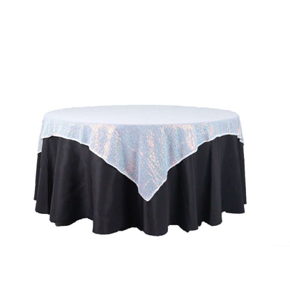Sequin 60"x60" Table Overlay Square Tablecloth Iridescent Blue - Luxe Wedding Table Topper - Bell Racket Store