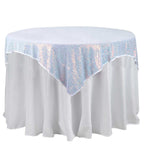 Sequin 60"x60" Table Overlay Square Tablecloth Iridescent Blue - Luxe Wedding Table Topper - Bell Racket Store