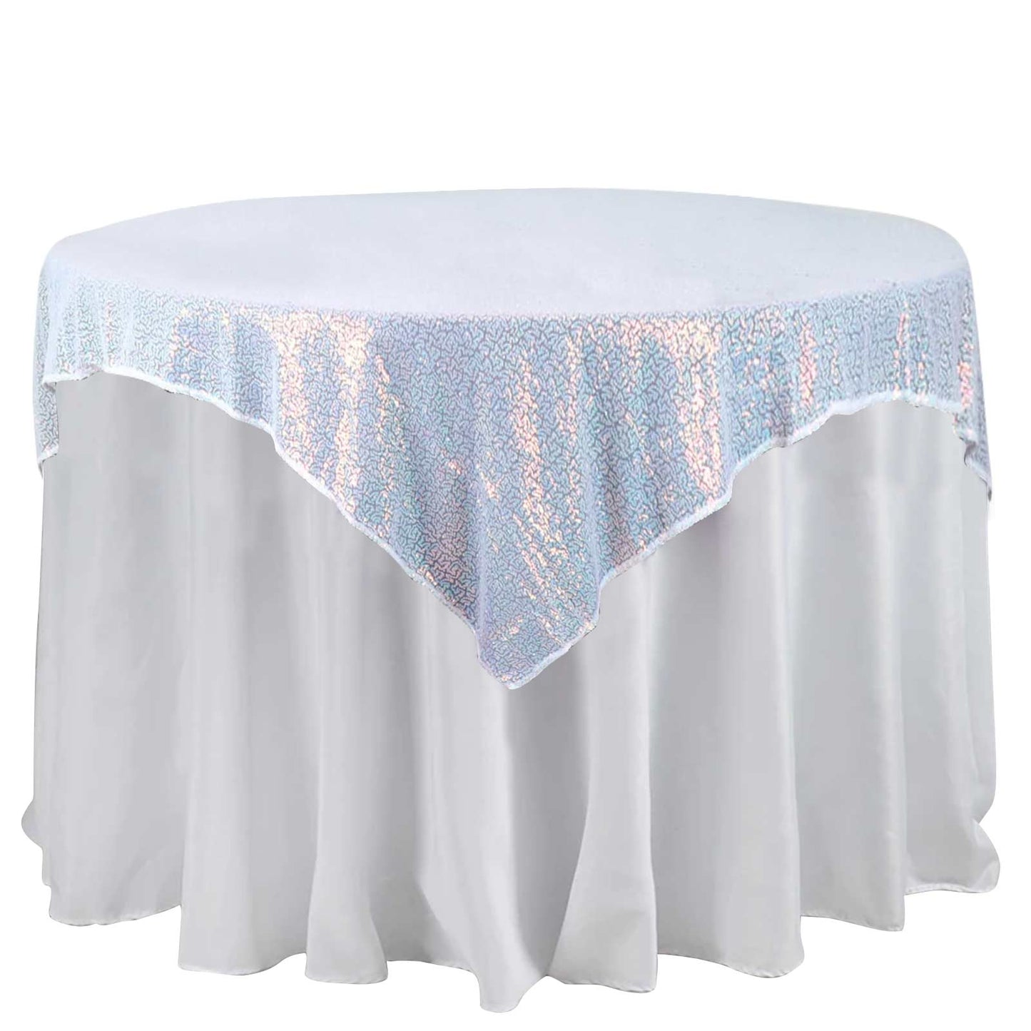 Sequin 60"x60" Table Overlay Square Tablecloth Iridescent Blue - Luxe Wedding Table Topper - Bell Racket Store