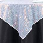Sequin 60"x60" Table Overlay Square Tablecloth Iridescent Blue - Luxe Wedding Table Topper - Bell Racket Store