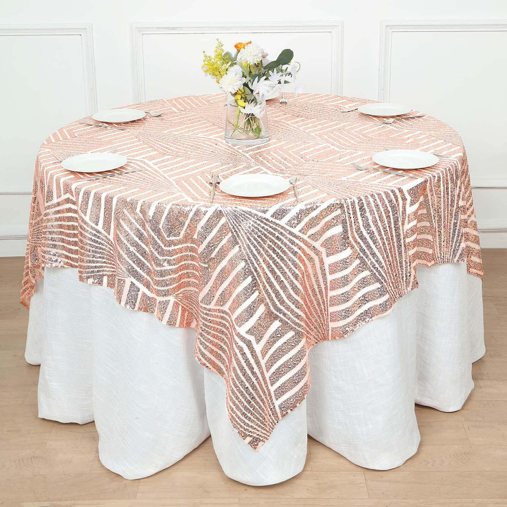 Sequin 72" Table Overlay Square Tablecloth Blush - Diamond Glitz Table Cover - Bell Racket Store