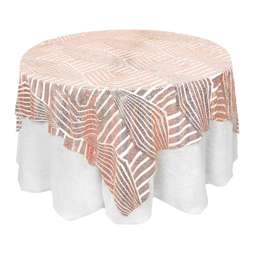 Sequin 72" Table Overlay Square Tablecloth Blush - Diamond Glitz Table Cover - Bell Racket Store