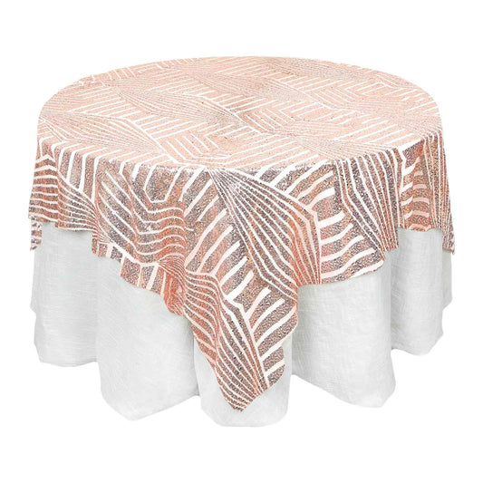 Sequin 72" Table Overlay Square Tablecloth Blush - Diamond Glitz Table Cover - Bell Racket Store