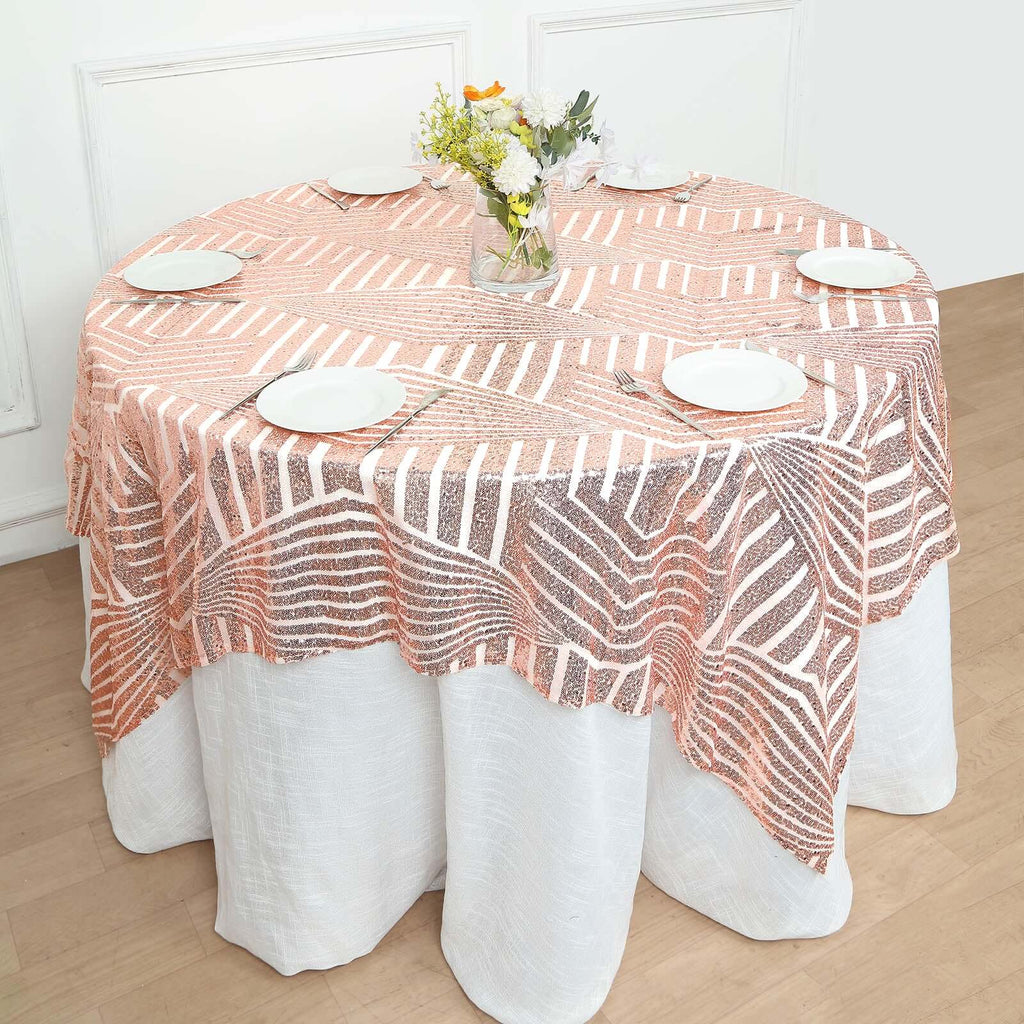 Sequin 72" Table Overlay Square Tablecloth Blush - Diamond Glitz Table Cover - Bell Racket Store