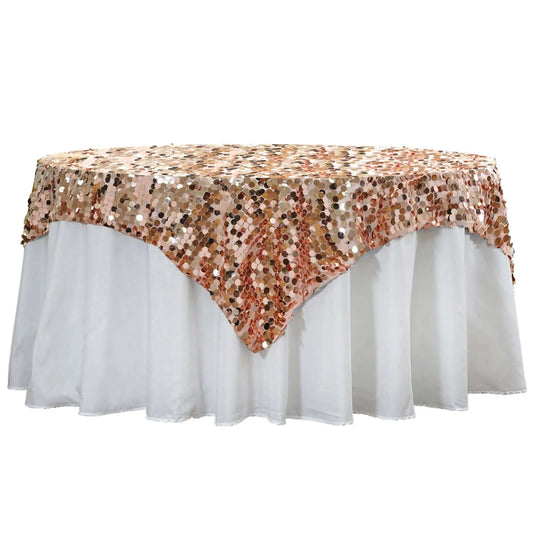 Sequin 72"x72" Table Overlay Square Tablecloth Blush - Big Payette Table Cover - NestOCart