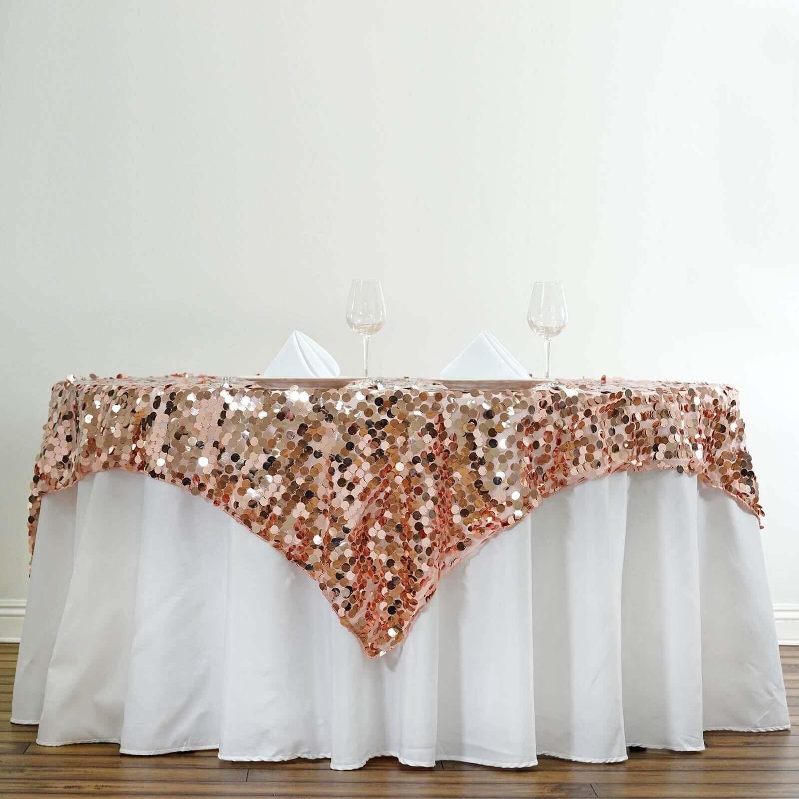Sequin 72"x72" Table Overlay Square Tablecloth Blush - Big Payette Table Cover - NestOCart