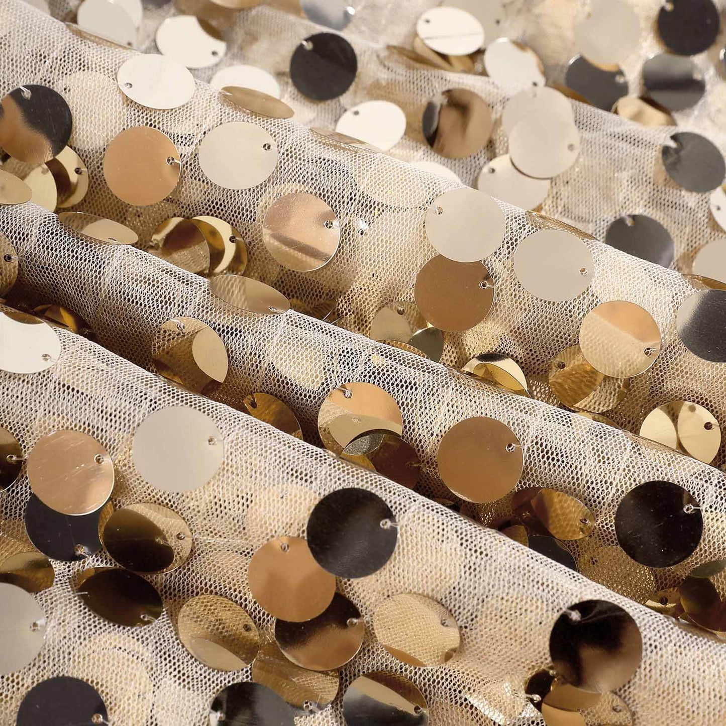 Sequin 72"x72" Table Overlay Square Tablecloth Champagne - Big Payette Table Cover - NestOCart