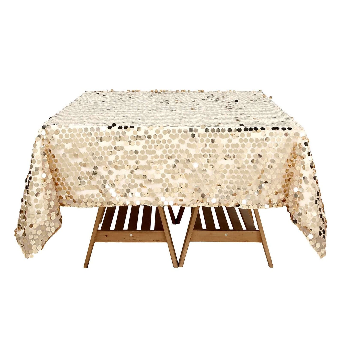 Sequin 72"x72" Table Overlay Square Tablecloth Champagne - Big Payette Table Cover - NestOCart