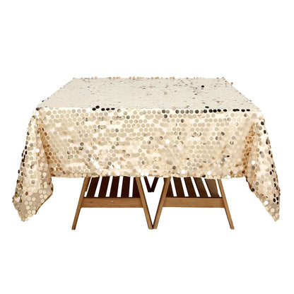 Sequin 72"x72" Table Overlay Square Tablecloth Champagne - Big Payette Table Cover - NestOCart