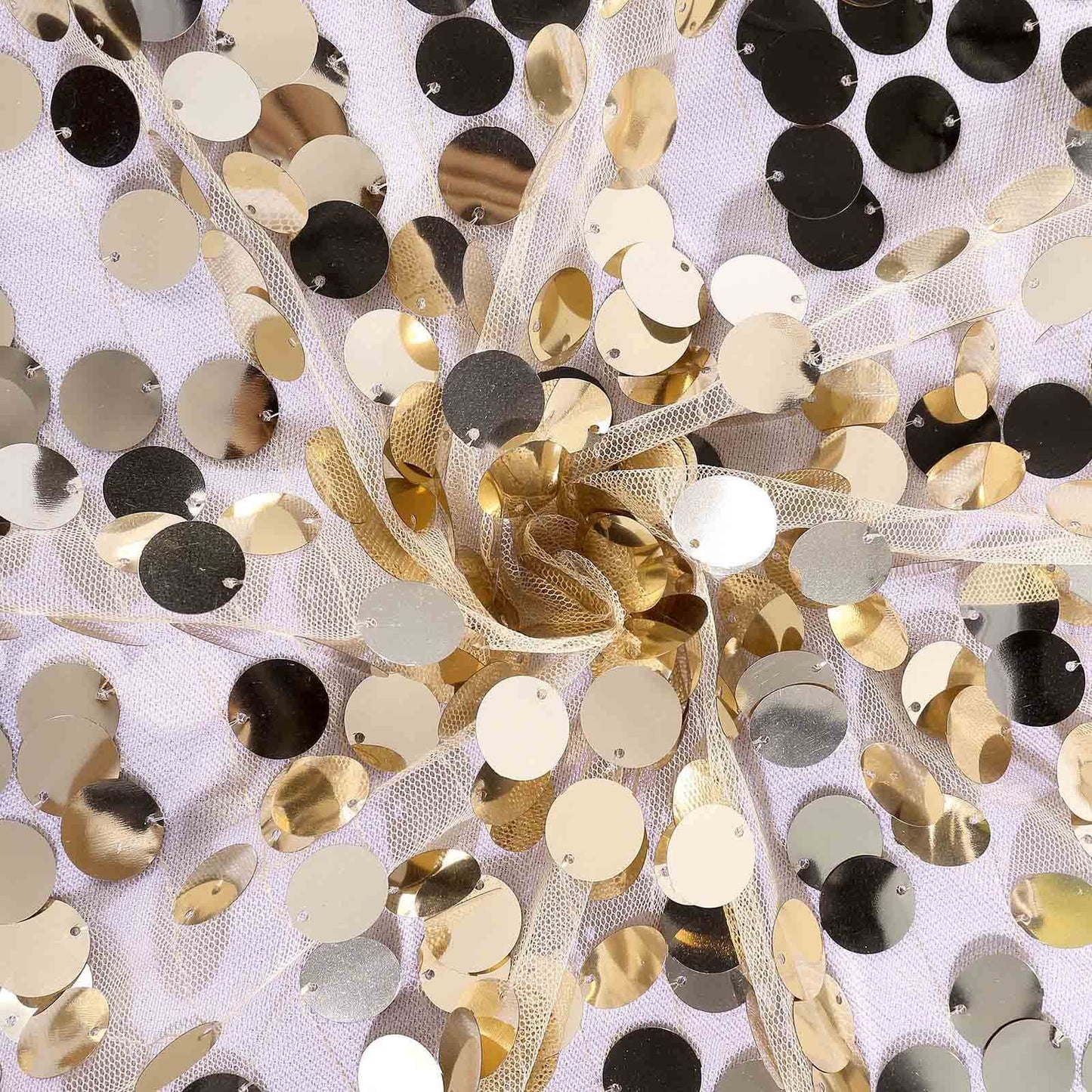 Sequin 72"x72" Table Overlay Square Tablecloth Champagne - Big Payette Table Cover - NestOCart