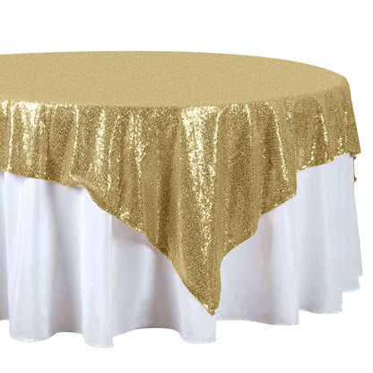 Sequin 72"x72" Table Overlay Square Tablecloth Champagne - Sparkly Table Cover - NestOCart
