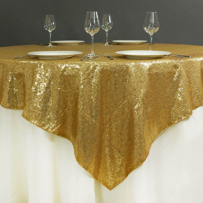 Sequin 72"x72" Table Overlay Square Tablecloth Gold - Sparkly Design for Stunning Events - NestOCart