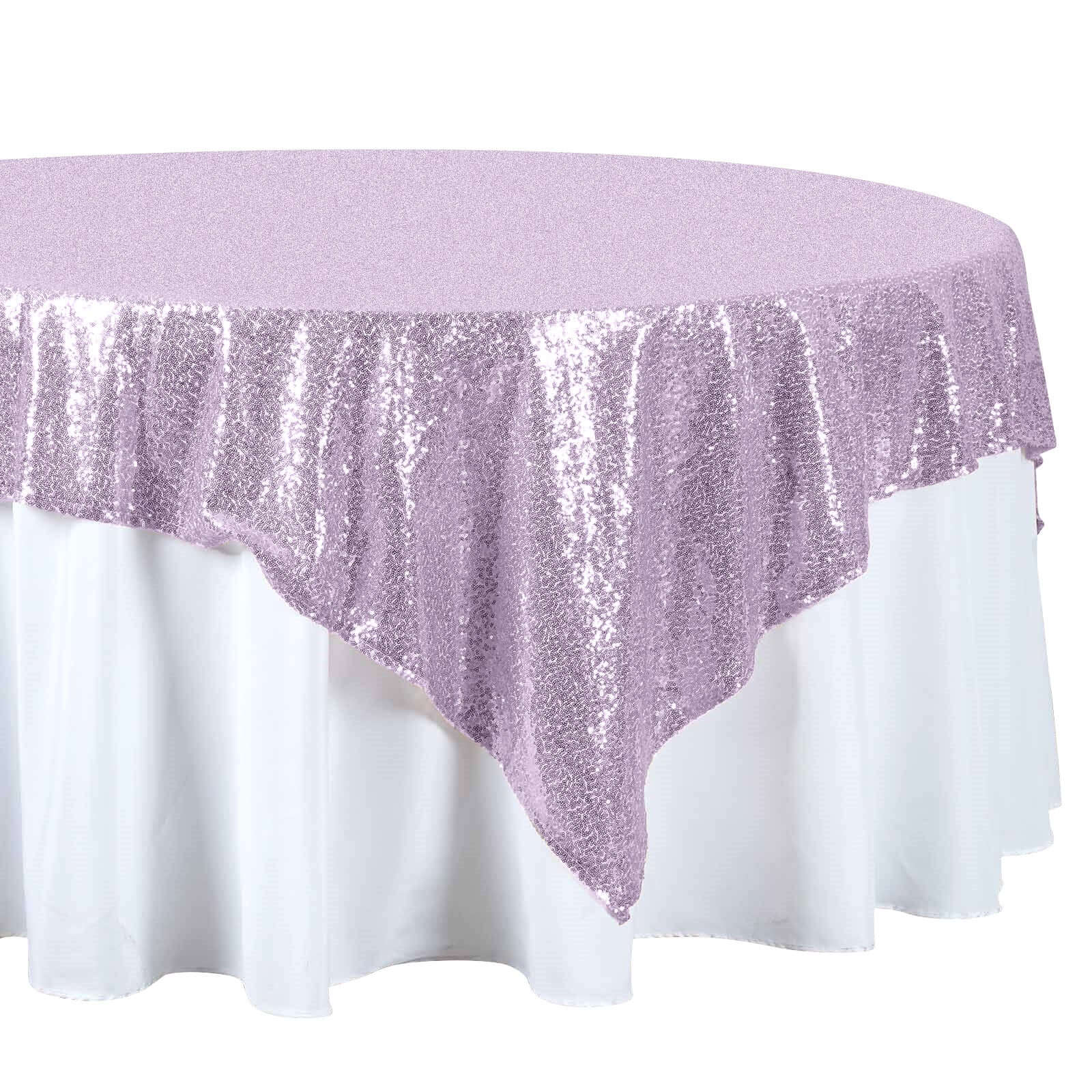 Sequin 72"x72" Table Overlay Square Tablecloth Lavender Lilac - Sparkly Table Cover - NestOCart