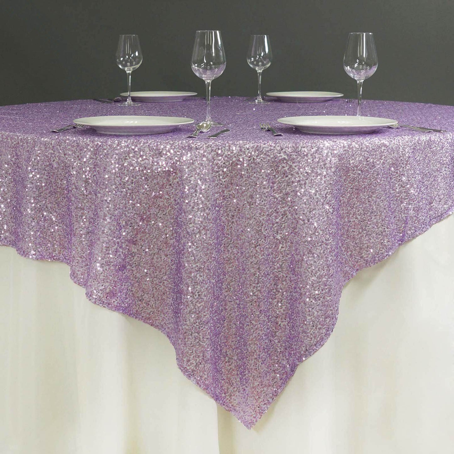 Sequin 72"x72" Table Overlay Square Tablecloth Lavender Lilac - Sparkly Table Cover - NestOCart