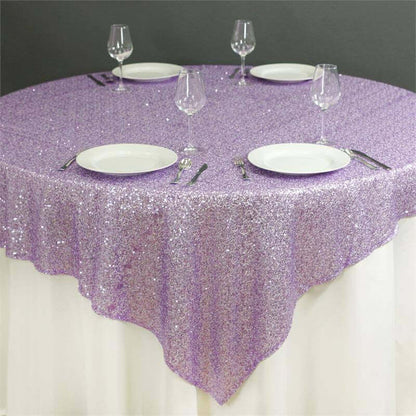 Sequin 72"x72" Table Overlay Square Tablecloth Lavender Lilac - Sparkly Table Cover - NestOCart