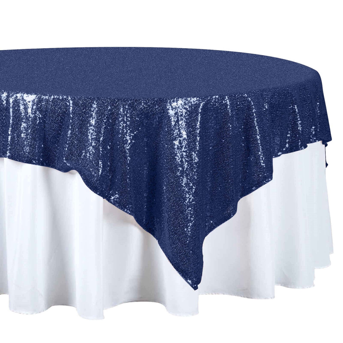 Sequin 72"x72" Table Overlay Square Tablecloth Navy Blue - Sparkly Table Cover - NestOCart