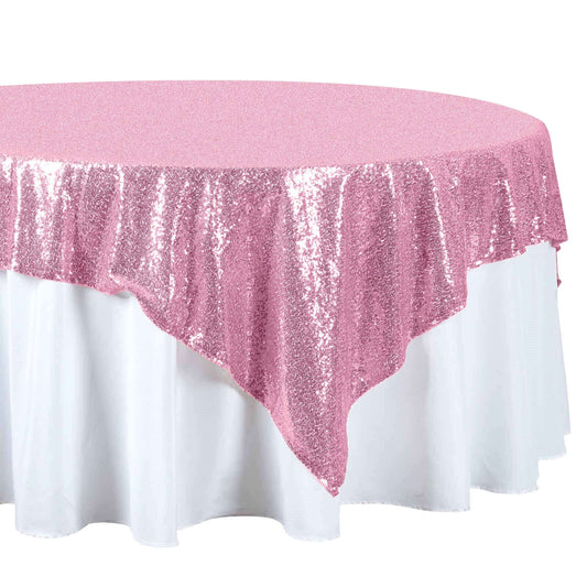 Sequin 72"x72" Table Overlay Square Tablecloth Pink - Sparkly Table Cover - NestOCart