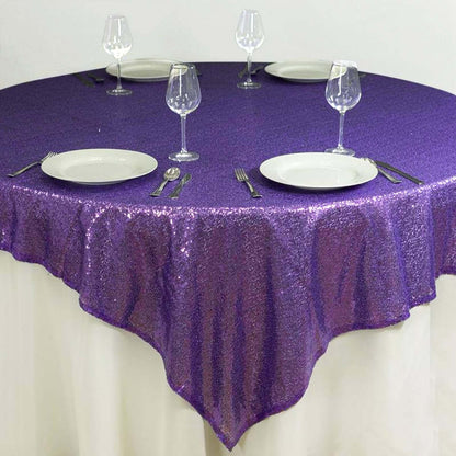 Sequin 72"x72" Table Overlay Square Tablecloth Purple - Sparkly Table Cover - NestOCart