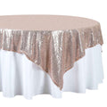 Sequin 72"x72" Table Overlay Square Tablecloth Rose Gold - Sparkly Table Cover