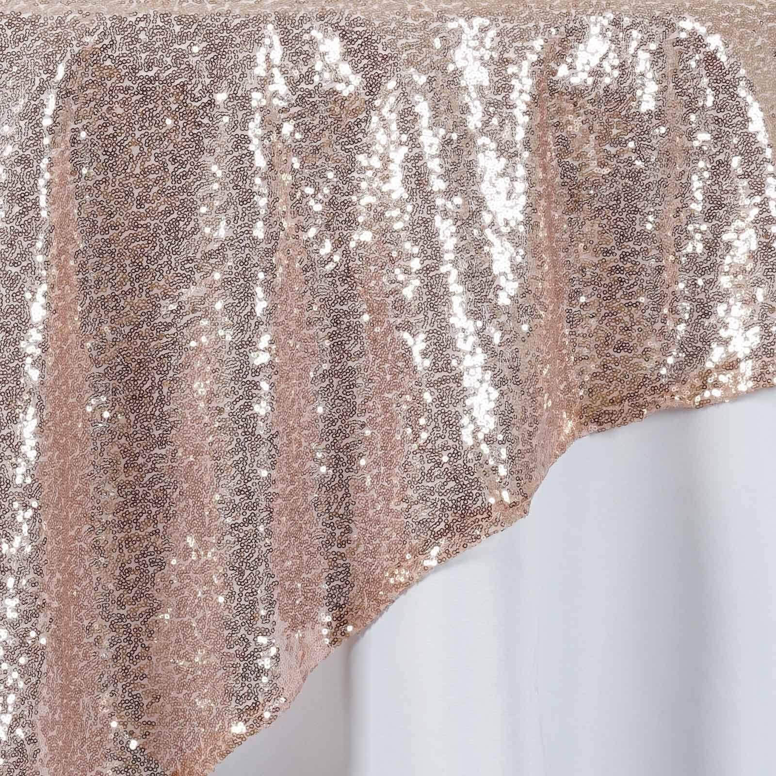 Sequin 72"x72" Table Overlay Square Tablecloth Rose Gold - Sparkly Table Cover - NestOCart