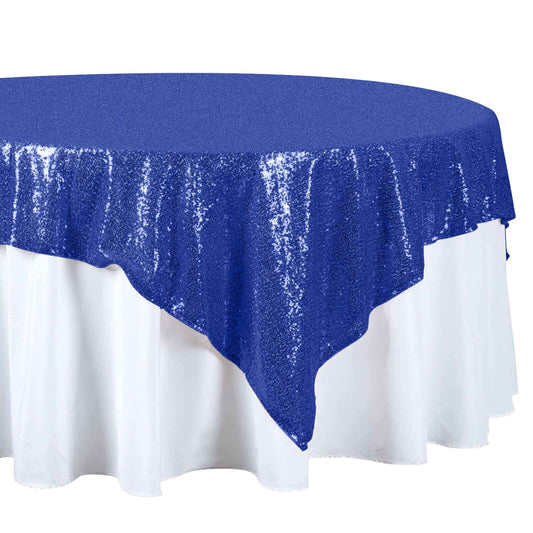 Sequin 72"x72" Table Overlay Square Tablecloth Royal Blue - Sparkly Table Cover - NestOCart