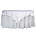 Sequin 72"x72" Table Overlay Square Tablecloth White - Big Payette Design for Classy Celebrations