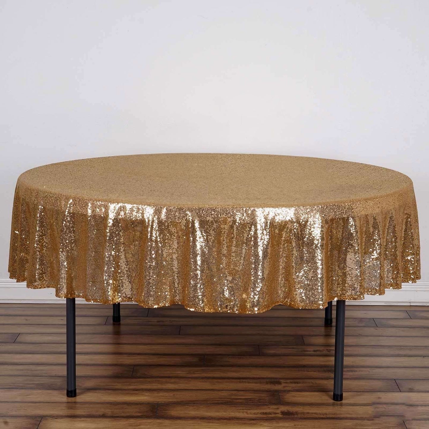 Sequin 90" Round Tablecloth Gold - Glittering Decor for Special Events - NestOCart