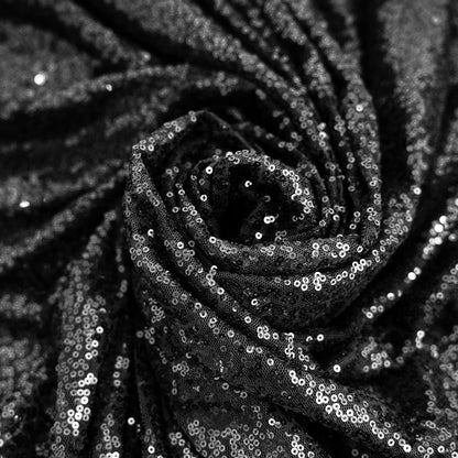 Sequin 90"x132" Rectangle Tablecloth Black - Seamless Sparkly Design for Luxe Occasions - NestOCart