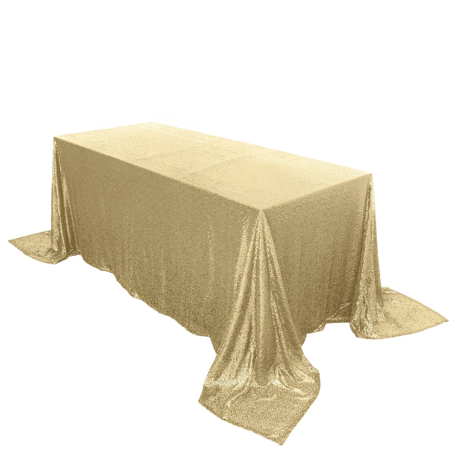 Sequin 90"x132" Rectangle Tablecloth Champagne - Seamless Sparkly Table Cover - NestOCart