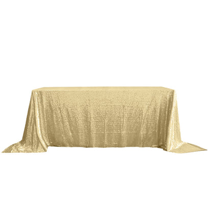 Sequin 90"x132" Rectangle Tablecloth Champagne - Seamless Sparkly Table Cover - NestOCart