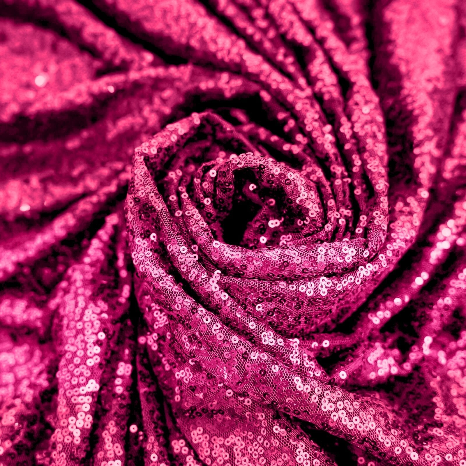 Sequin 90"x132" Rectangle Tablecloth Fuchsia - Seamless Sparkly Table Cover - NestOCart